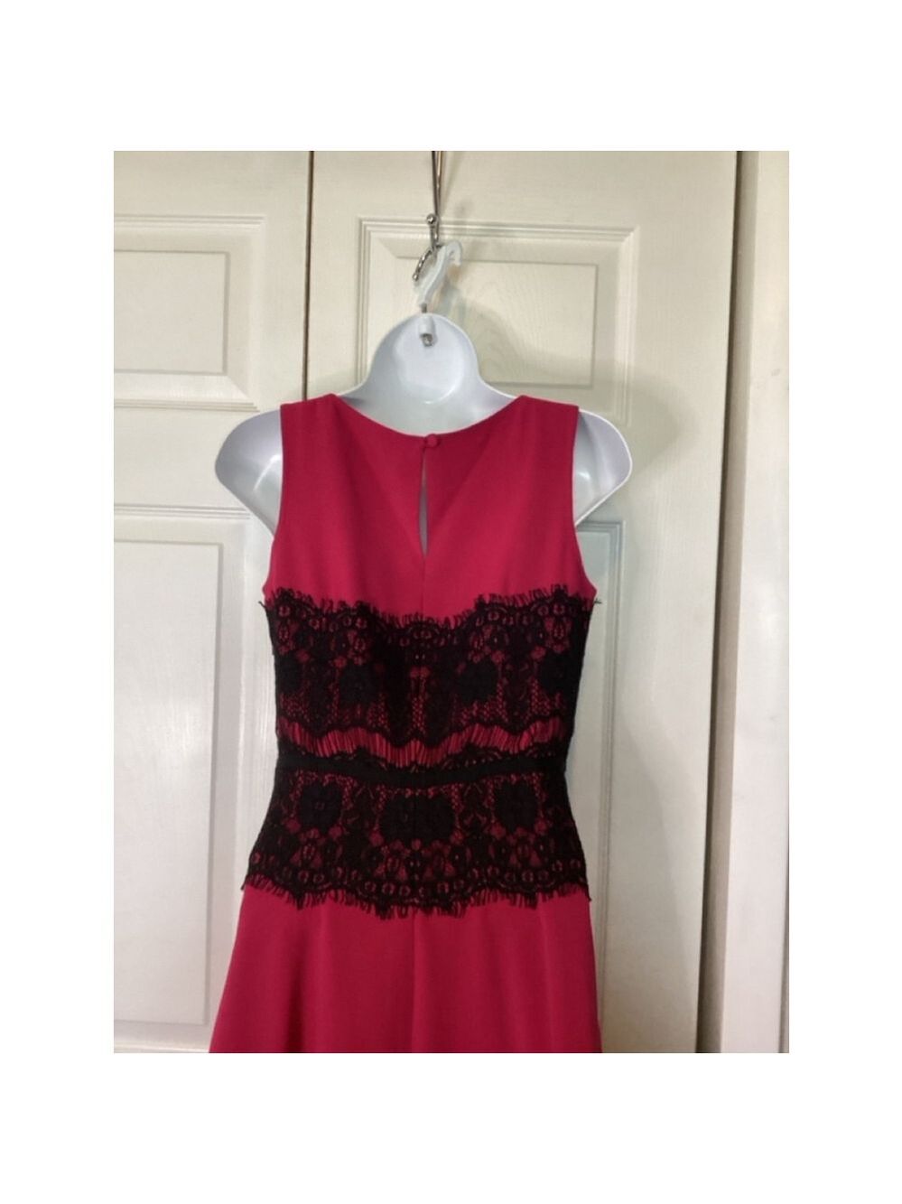 Women's LOFT Dress Size 0 Pink with Black Lace - Picture 5 of 7